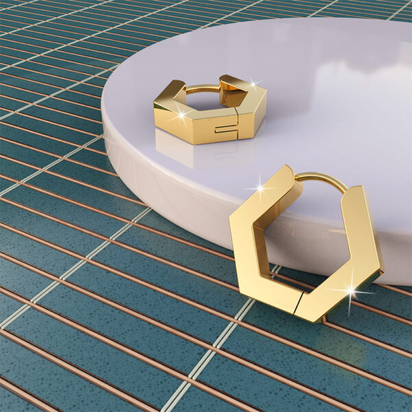 Riana Hoop Gold Layered Earrings - Image 3