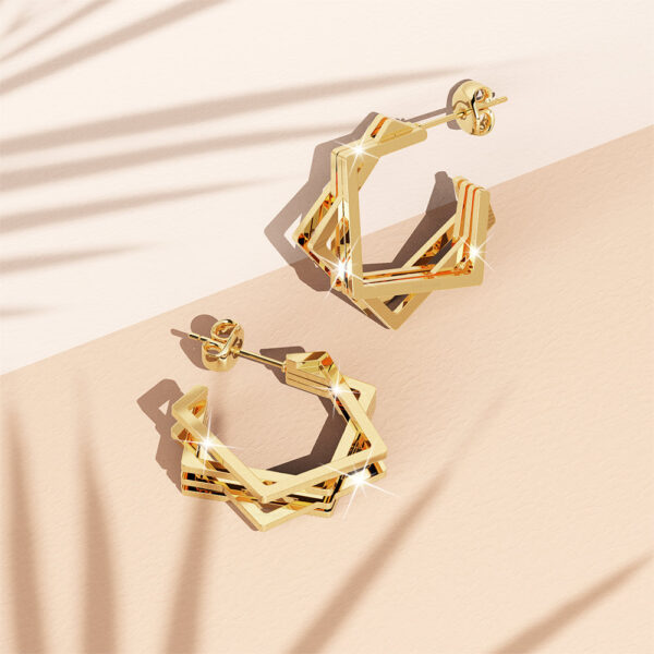 Aligania Hoop Gold Layered Earrings - Image 2