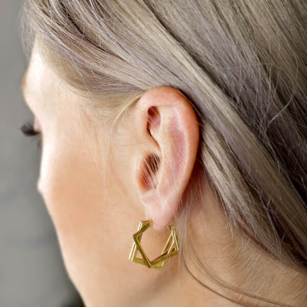 Aligania Hoop Gold Layered Earrings - Image 3