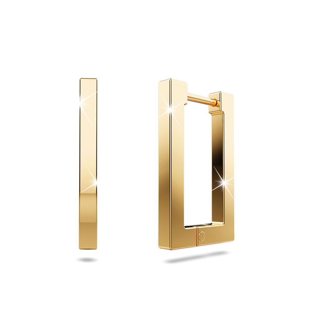 Rectangle Bonanza Hoop Gold Layered Earrings