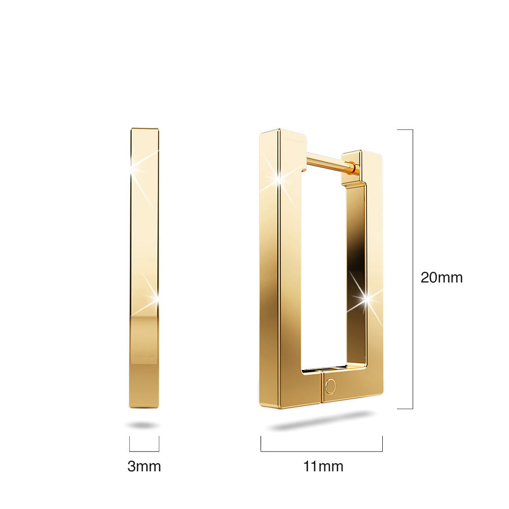 Rectangle Bonanza Hoop Gold Layered Earrings - Image 4