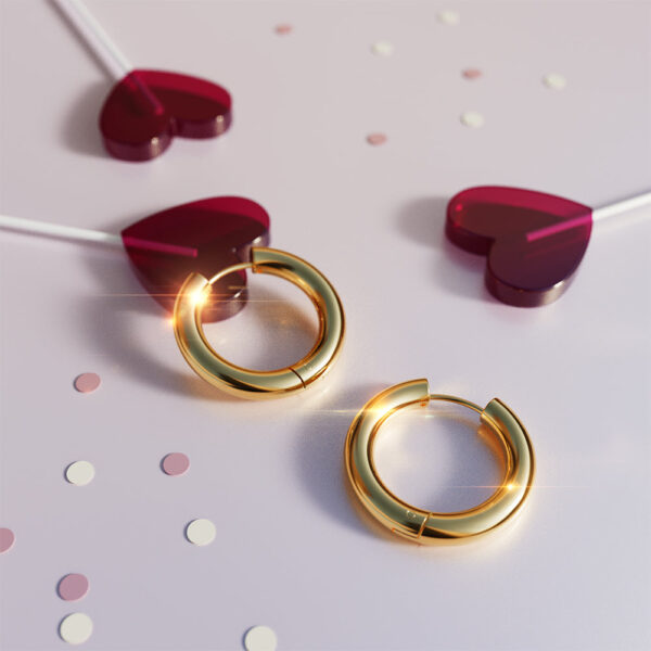 Mellow Hoop Gold Layered Earrings - Image 3