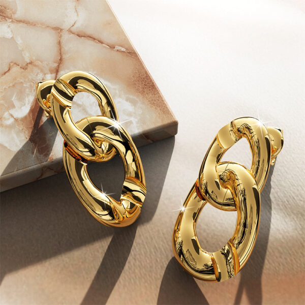 Inscript Link Gold Layered Earrings - Image 4