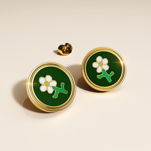 Verdant Floral Stud Earrings in Gold - Image 2