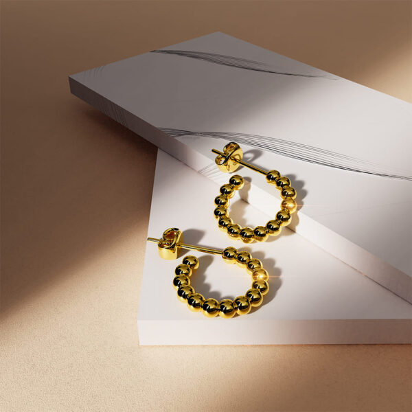 Gleaming Gold Accent Hoop Earrings - Image 3