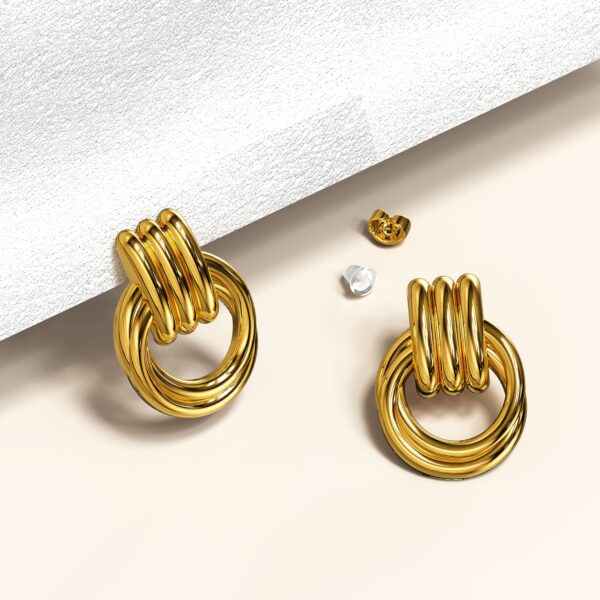 Elara Gold Layered Stud Earrings - Image 4