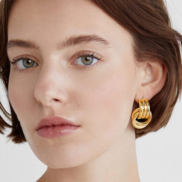 Elara Gold Layered Stud Earrings - Image 2