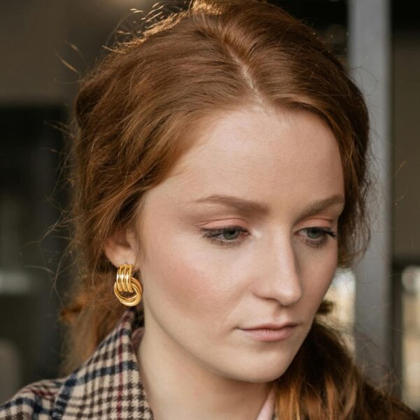 Elara Gold Layered Stud Earrings - Image 3