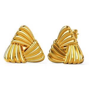 Ridged Triangle Gold layered Stud Earrings