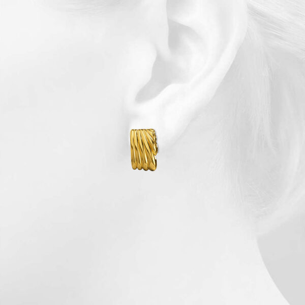 Pleated Angel Gold layered Stud Earrings - Image 3