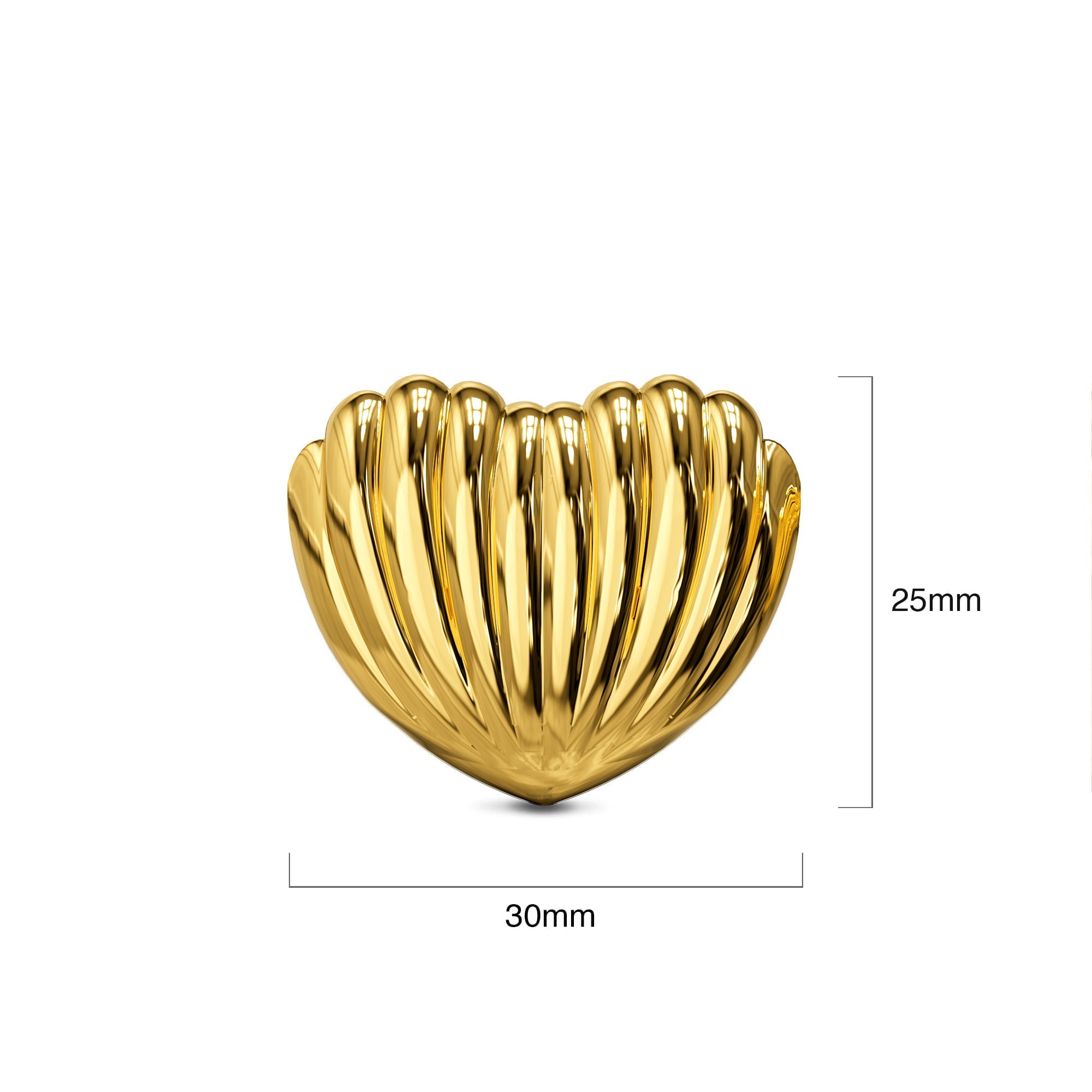 Ridged Heart Gold layered Stud Earrings - Image 3