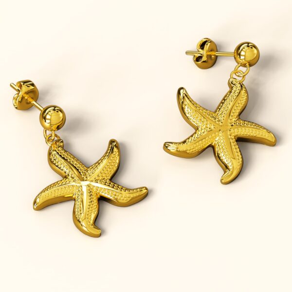 Starfish Gold Stud Earrings - Image 2