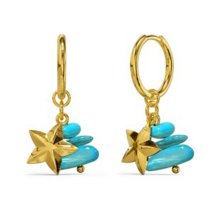 Turquoise Stone & Star Earrings