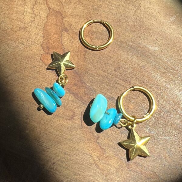 Turquoise Stone & Star Earrings - Image 4
