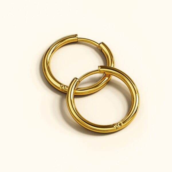 Gold Halo Stainless Steel Clicker Earrings - Image 2