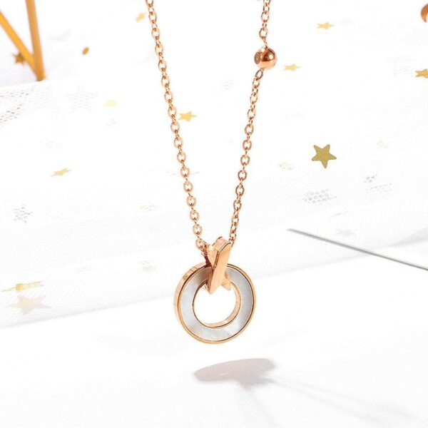 Pearl Oysters Golden Pendant Necklace in Rose Gold Layered Steel Jewellery - Image 3