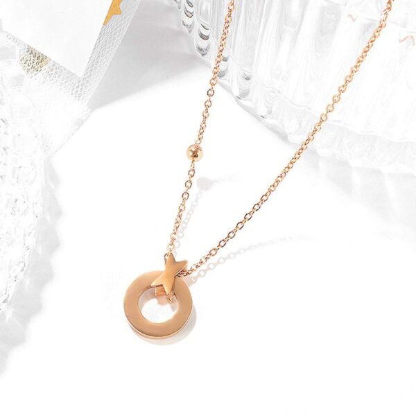 Pearl Oysters Golden Pendant Necklace in Rose Gold Layered Steel Jewellery - Image 4