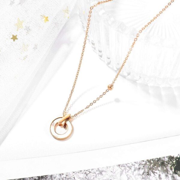Pearl Oysters Golden Pendant Necklace in Rose Gold Layered Steel Jewellery - Image 5