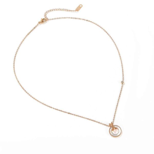 Pearl Oysters Golden Pendant Necklace in Rose Gold Layered Steel Jewellery - Image 6