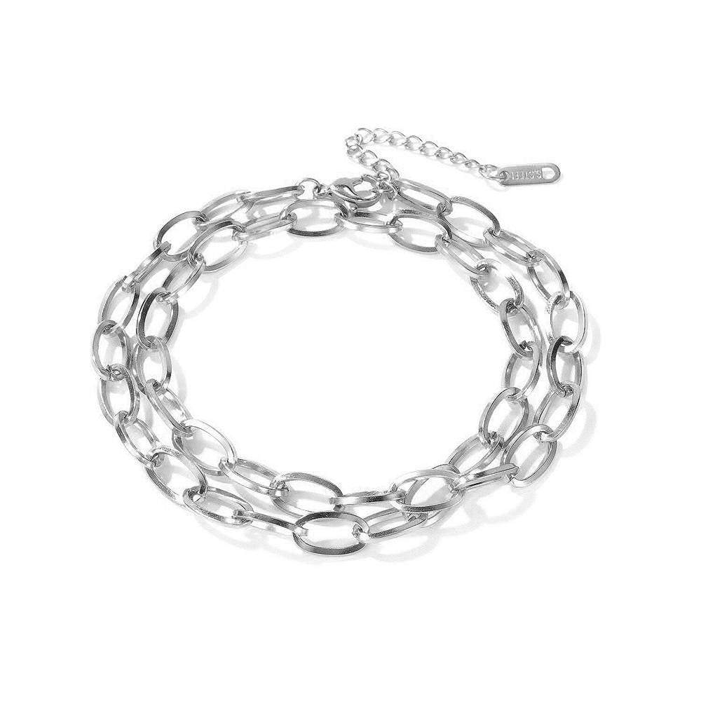 Multilayer 2 piece Swirl Pendant Necklace in White Gold Layered Steel Jewellery - Image 3