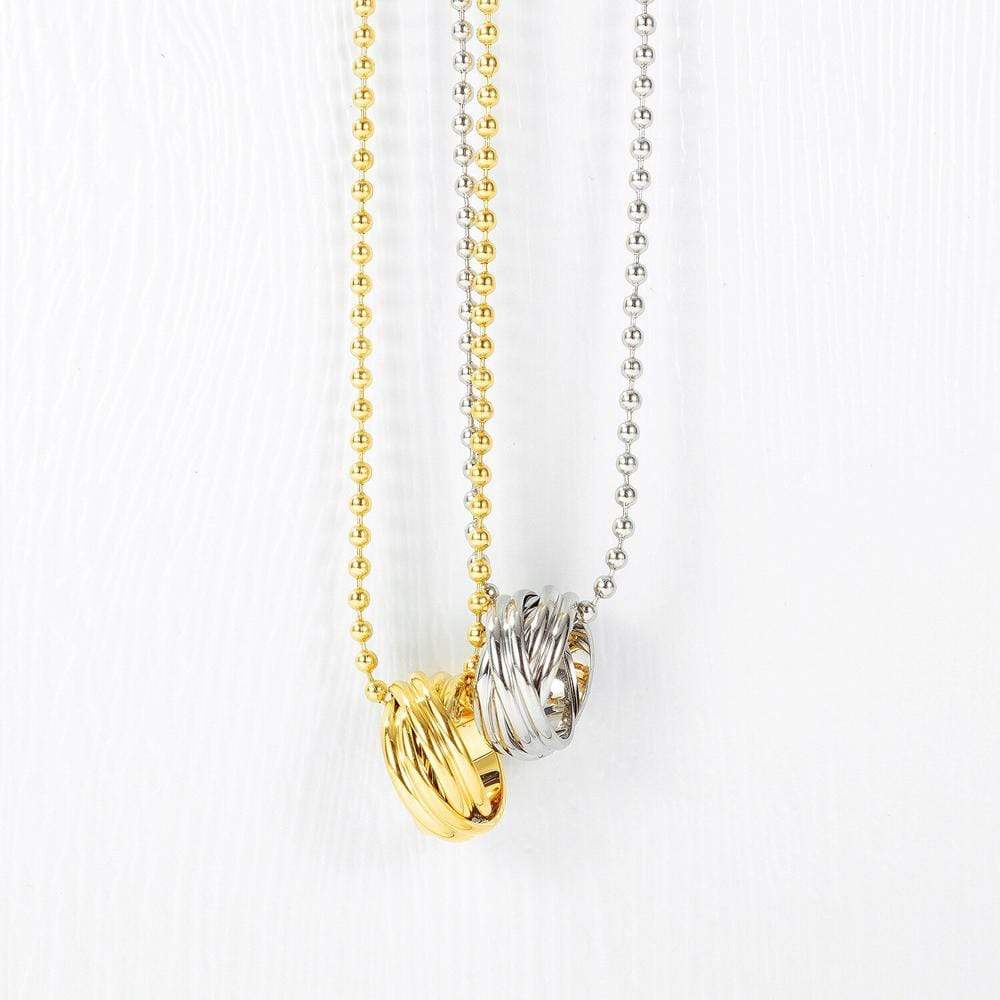 Multilayer 2 piece Swirl Pendant Necklace in White Gold Layered Steel Jewellery - Image 4