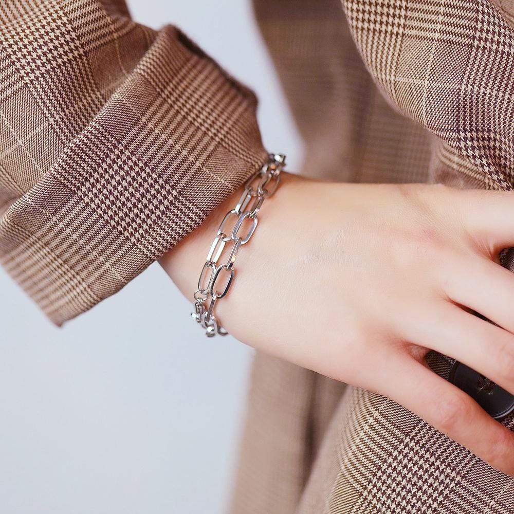 Multilayer 2 piece Swirl Pendant Necklace in White Gold Layered Steel Jewellery - Image 7