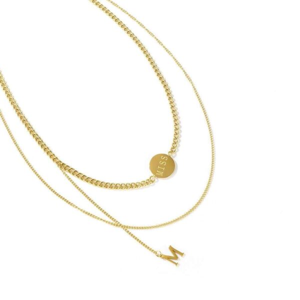 Multilayer 2 piece Miss M Necklace in Gold Layered Steel Jewellery - Image 2