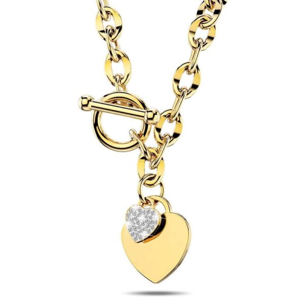 Diamond cut Belcher Chain T-lock Toggle Necklace in Gold Layered Steel Jewellery