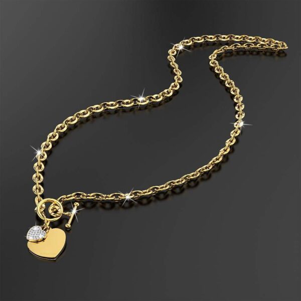 Diamond cut Belcher Chain T-lock Toggle Necklace in Gold Layered Steel Jewellery - Image 2