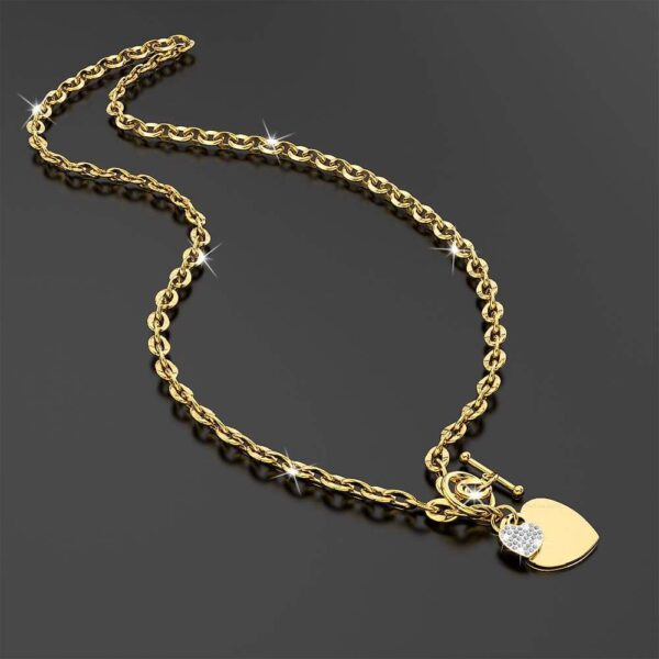 Diamond cut Belcher Chain T-lock Toggle Necklace in Gold Layered Steel Jewellery - Image 3
