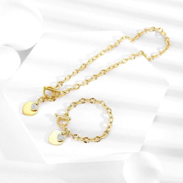 Diamond cut Belcher Chain T-lock Toggle Necklace in Gold Layered Steel Jewellery - Image 4