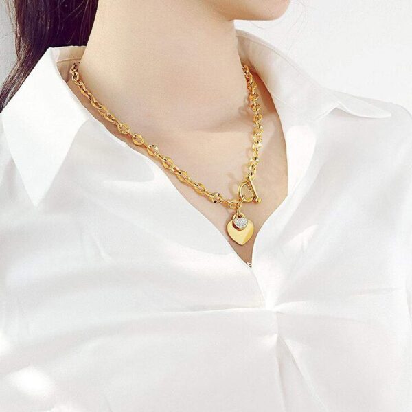 Diamond cut Belcher Chain T-lock Toggle Necklace in Gold Layered Steel Jewellery - Image 6