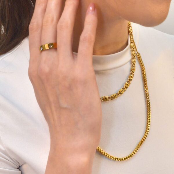 Bianca Fancy Clip Link Chain Gold Choker Necklace - Image 4