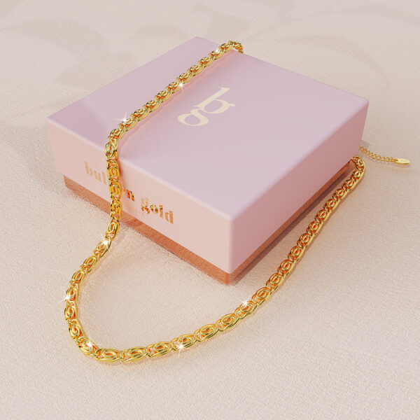 Bianca Fancy Clip Link Chain Gold Choker Necklace - Image 2