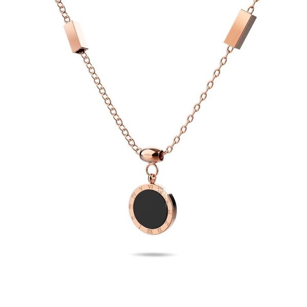 Alexandria Onyx & MOP Shell Necklace  Rose Gold Layered - Image 3