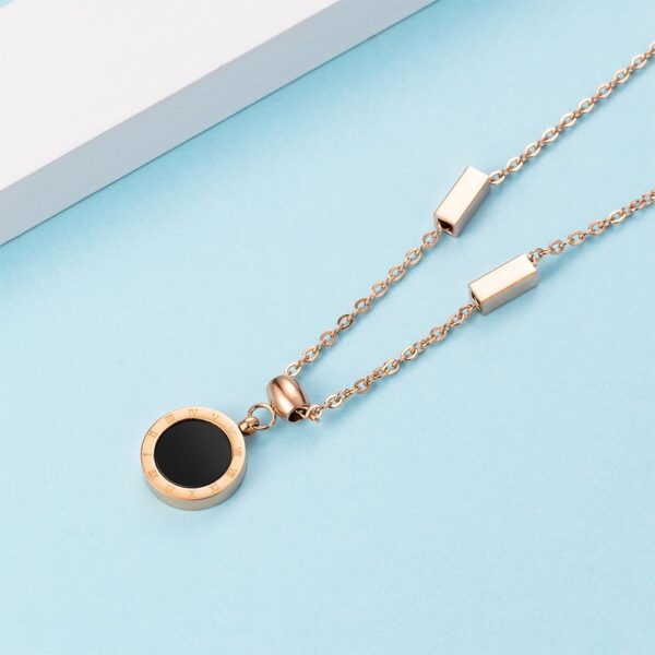 Alexandria Onyx & MOP Shell Necklace  Rose Gold Layered - Image 7