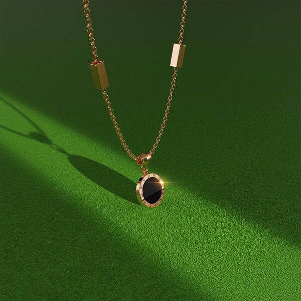 Alexandria Onyx & MOP Shell Necklace  Rose Gold Layered - Image 5