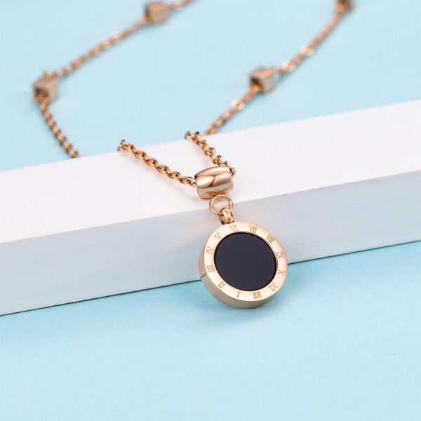 Alexandria Onyx & MOP Shell Necklace  Rose Gold Layered - Image 8