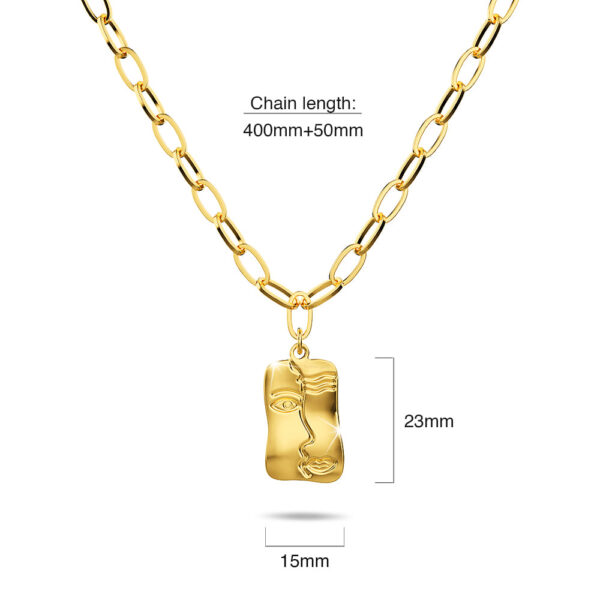 Abstract Face Necklace in Gold - Image 4