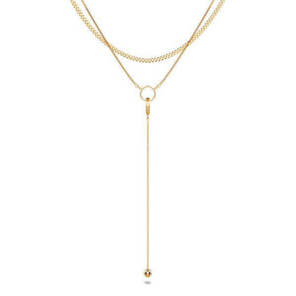 Layered Interlock Ring Necklace in Gold
