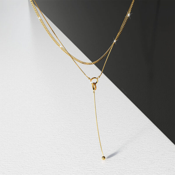 Layered Interlock Ring Necklace in Gold - Image 3