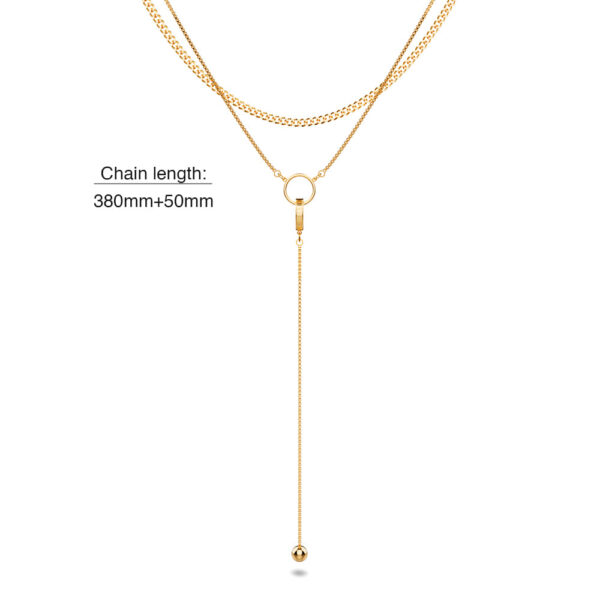 Layered Interlock Ring Necklace in Gold - Image 4