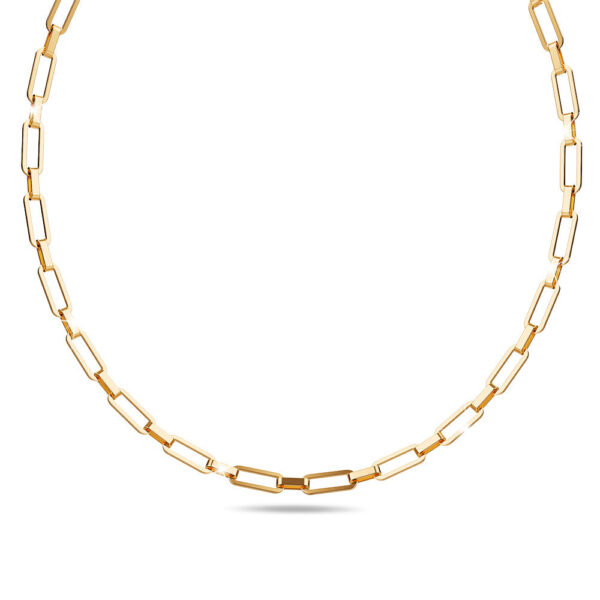 Rectangle Link Chain Necklace in Gold - Image 2