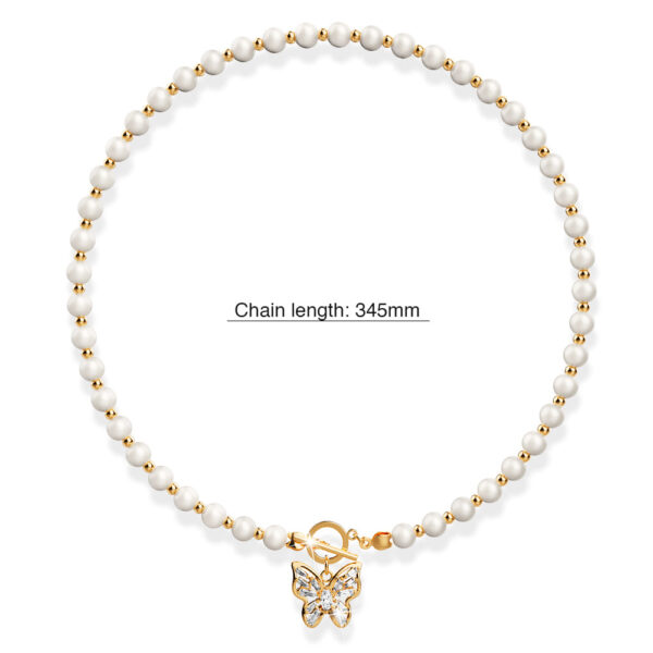 Pearl Butterfly Toggle Closure Choker Necklace in Gold - Image 11