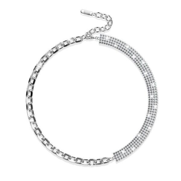Cuban Link Chain Zircon Choker in White Gold