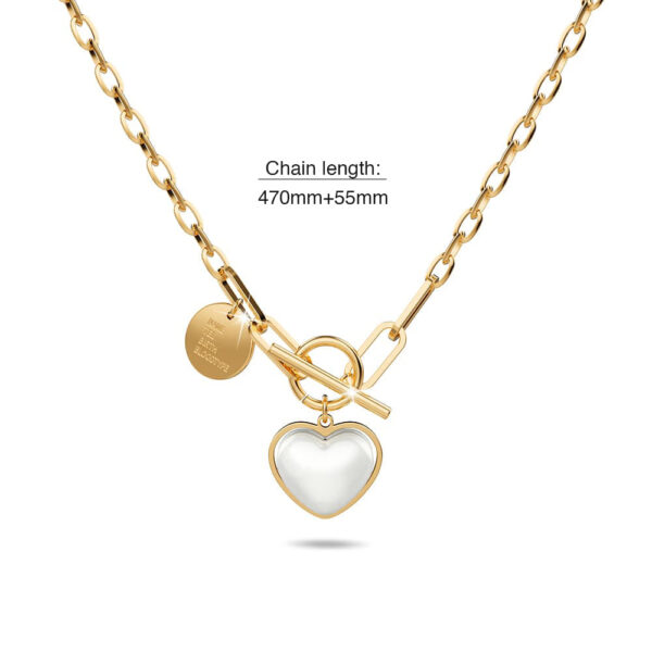 Dangling Pearl Heart Toggle Closure Necklace in Gold - Image 7