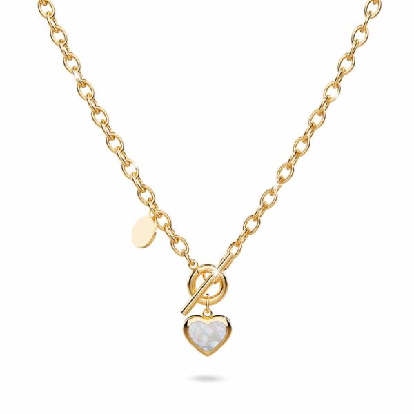 Gloria Chunky Heart Toggle Closure Necklace in Gold