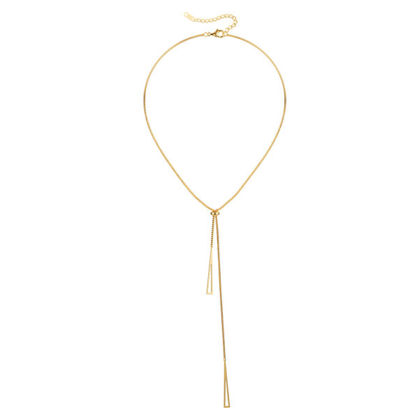 Gold Layered Double Asymmetrical Tassel Necklace - Image 2