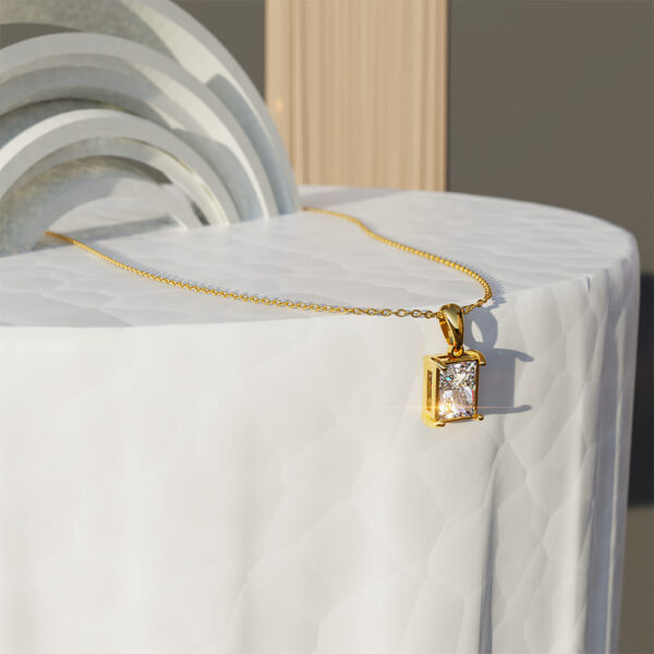 Clear Robyn Rectangular Pendant Necklace - Image 2