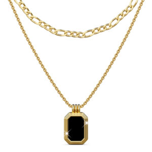 Gilded Noir Black Shell Necklace in Gold